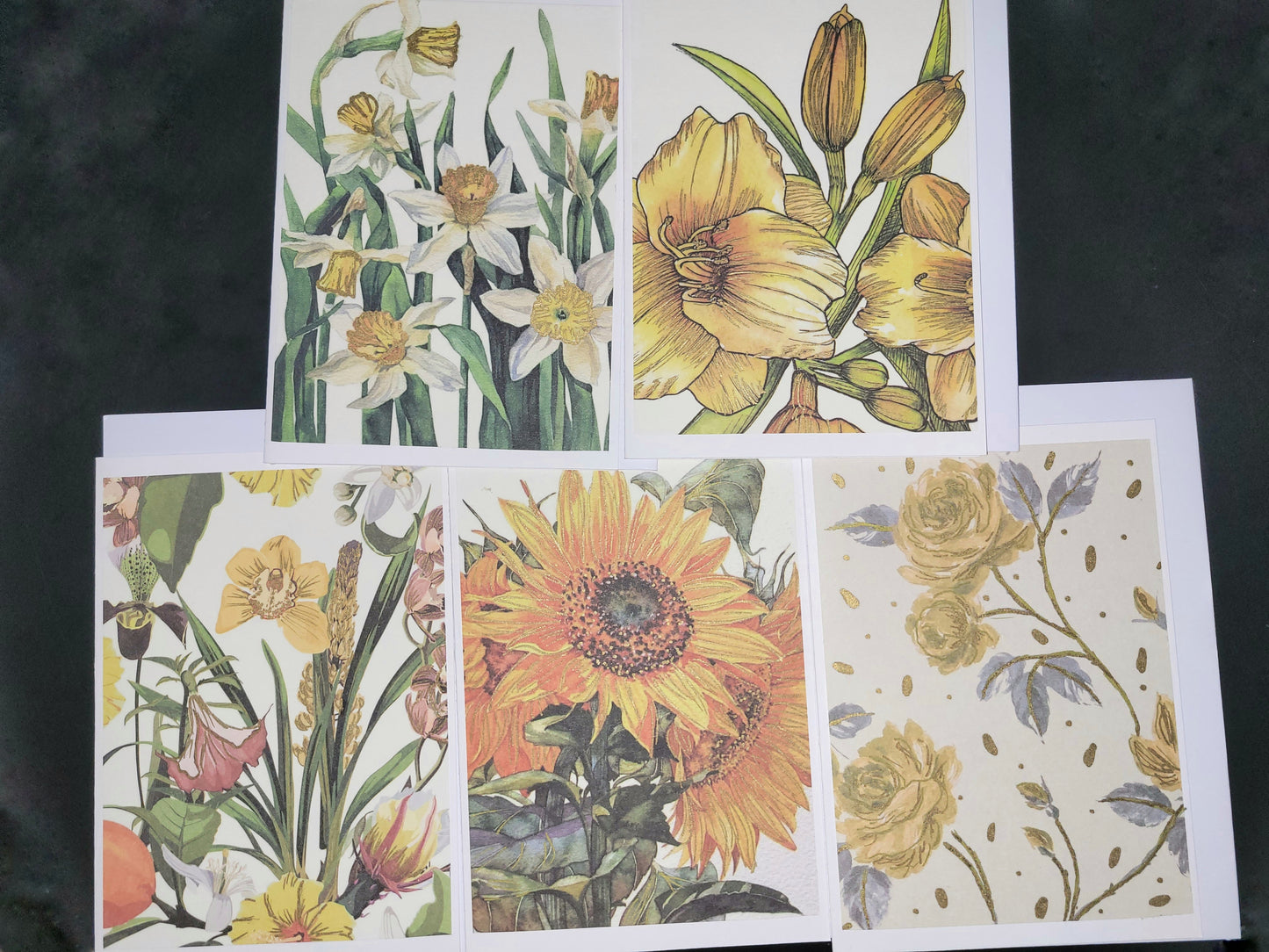 Set of 5 A6 floral blank cards