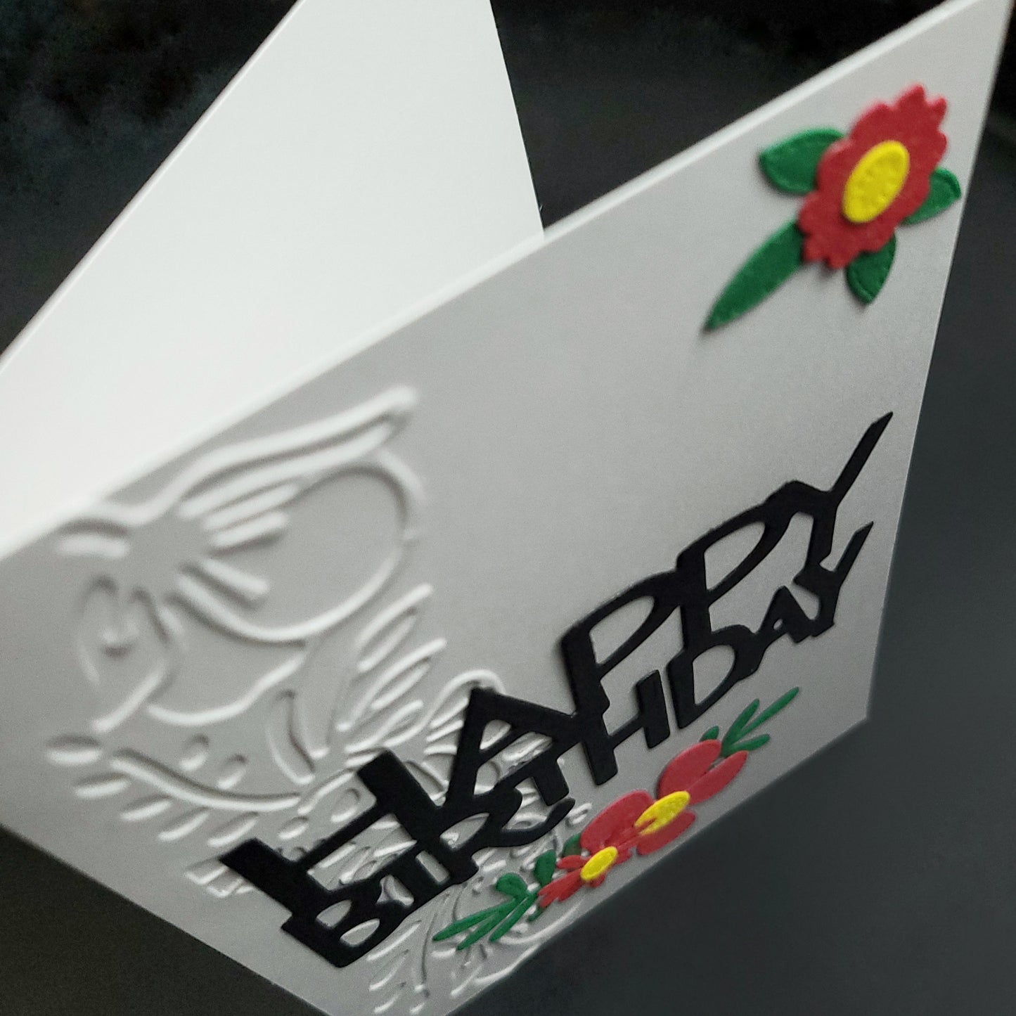 Stitched look Flower Happy Birthday blank cards (multiple designs)