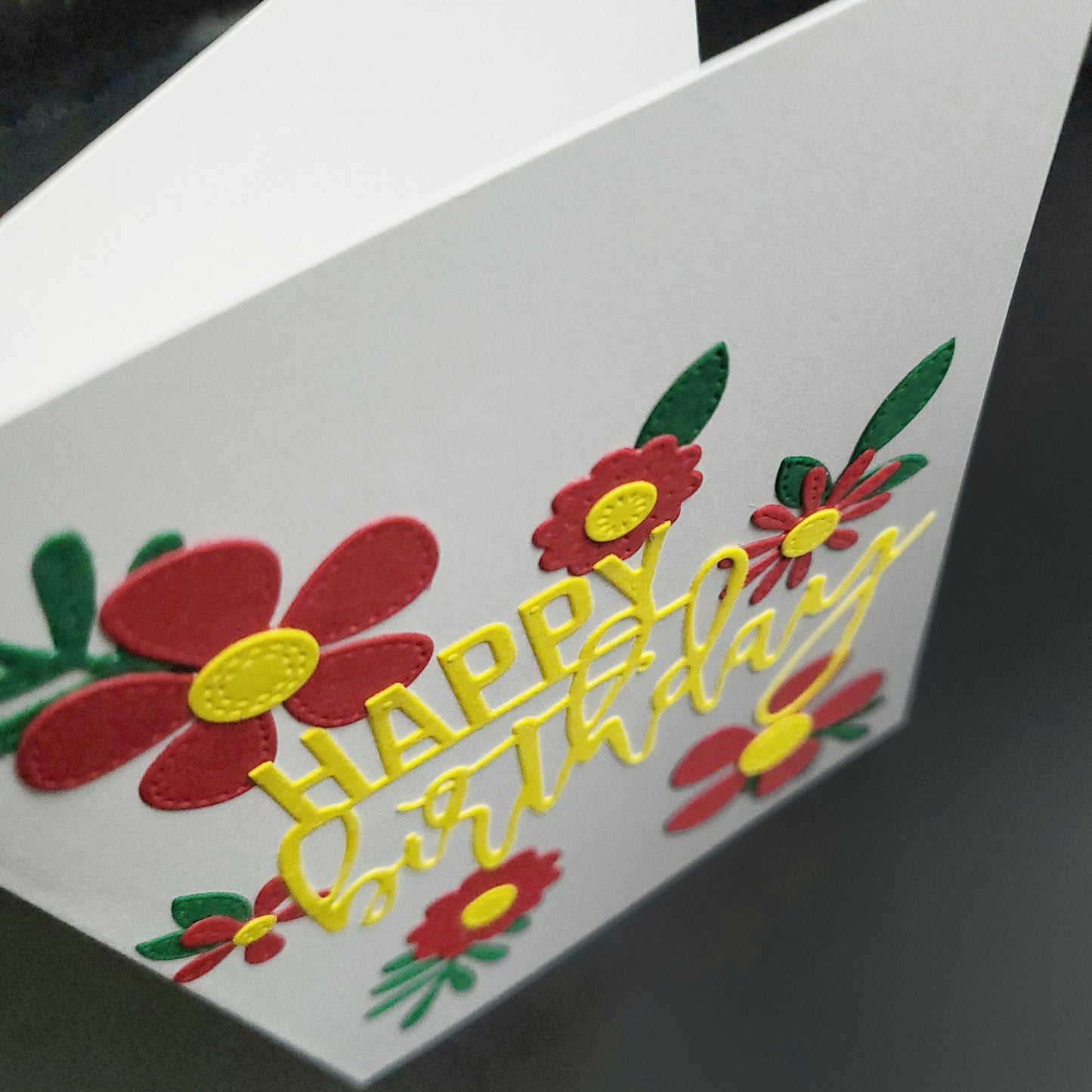 Stitched look Flower Happy Birthday blank cards (multiple designs)