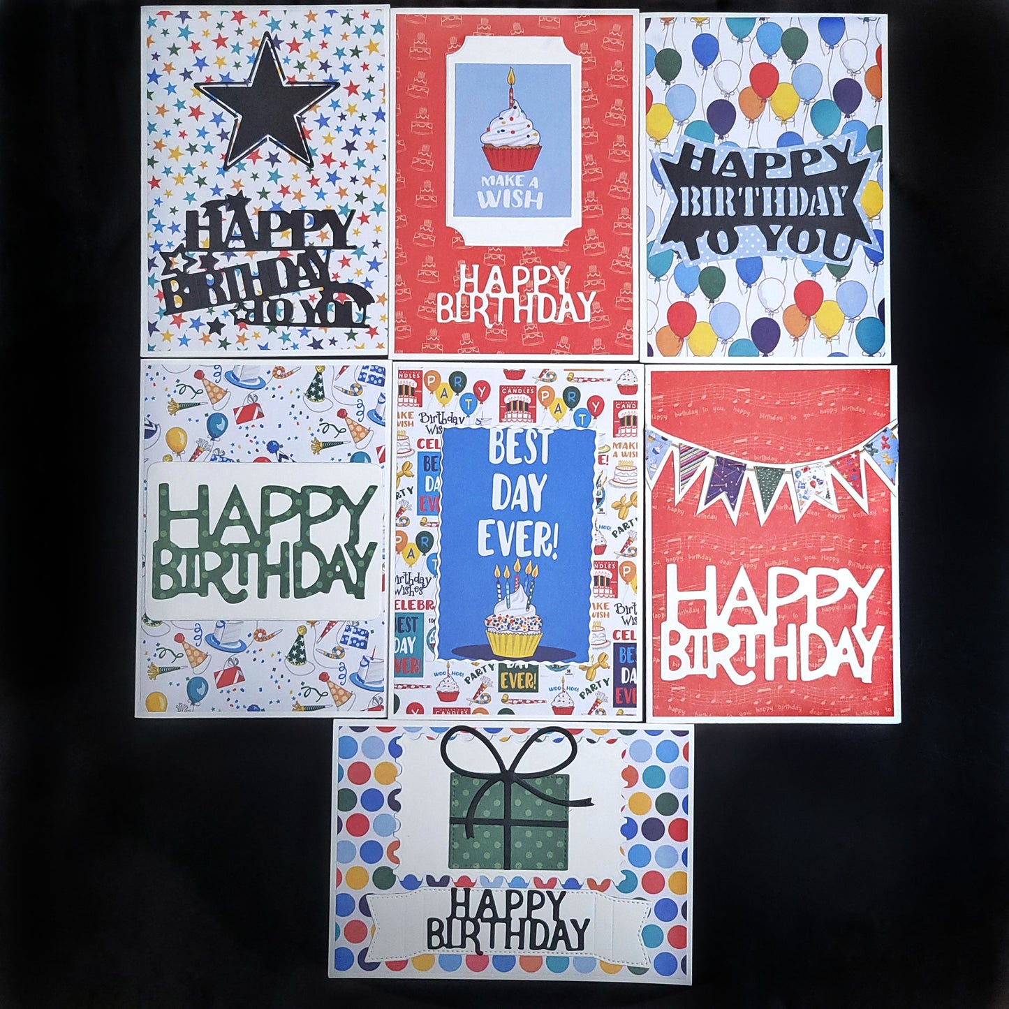 A6 One of a kind Celebration time Birthday blank cards (11 different designs)