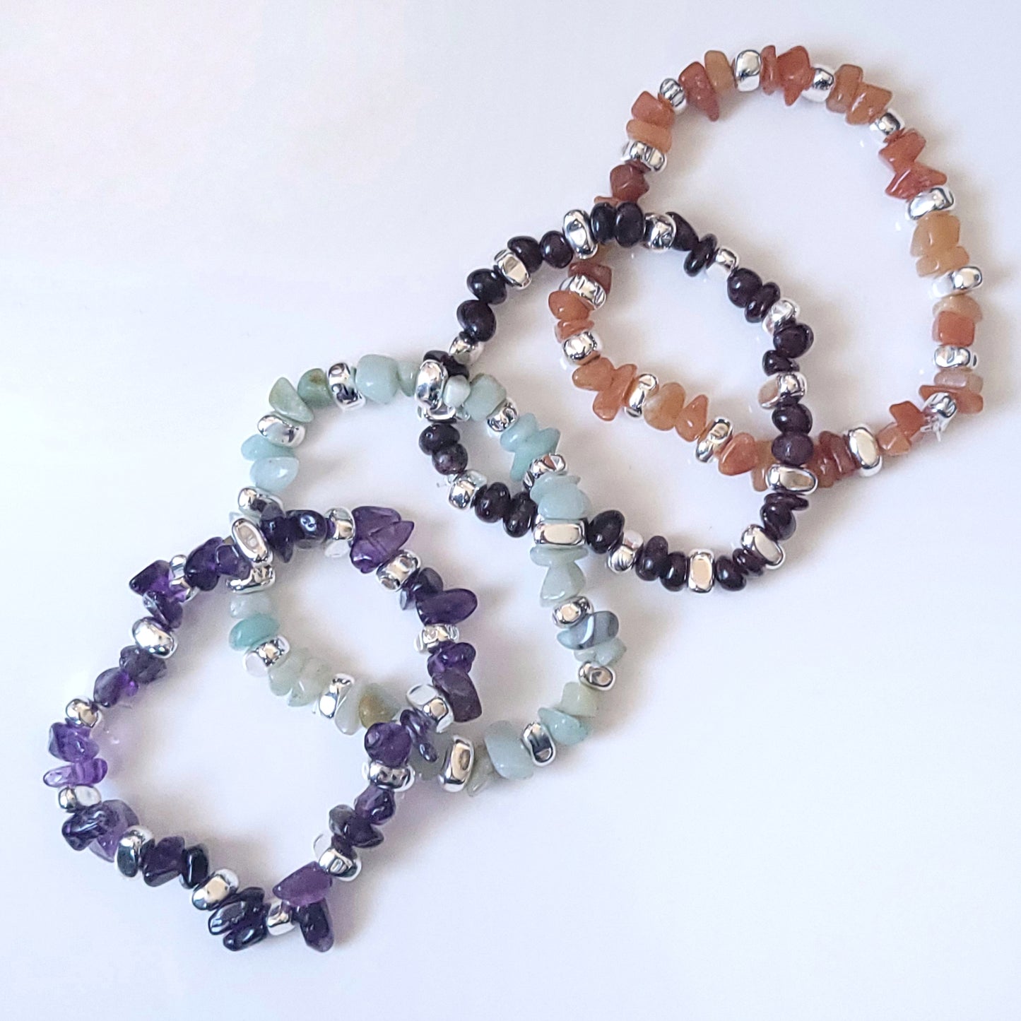 Adults Stretch Gemstone Crystal and Hematite Bracelets