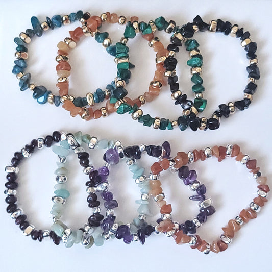 Adults Stretch Gemstone Crystal and Hematite Bracelets
