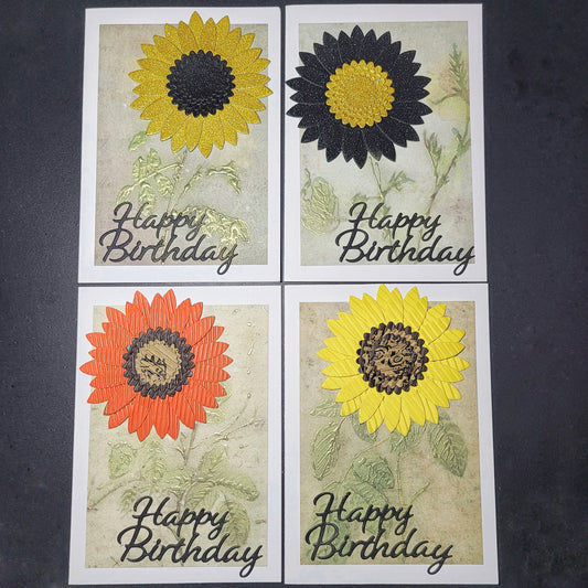 Cutout Sunflower Happy Birthday One of a kind blank cards (multiple designs)