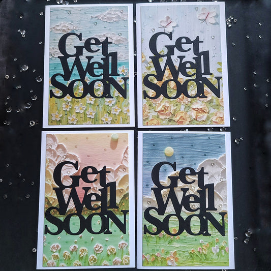 One of a Kind Get Well Soon Textured look blank cards (multiple designs)