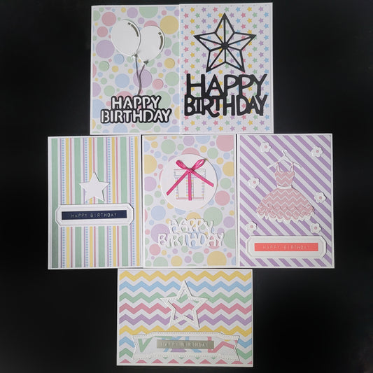 A6 One of a kind Pastel Fun Birthday blank cards (11 different designs)