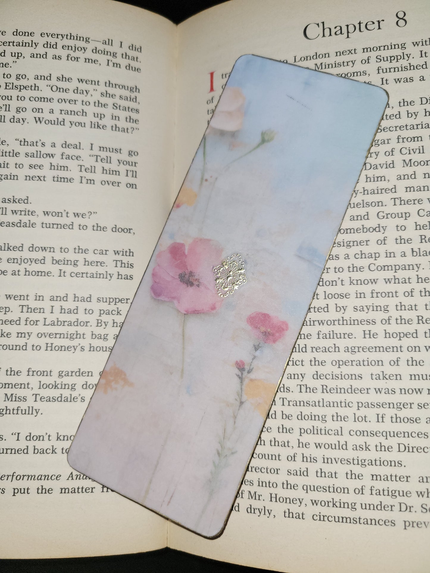 Floral bookmark with hand painted golden edges