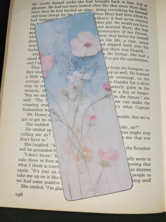Floral bookmark with hand painted golden edges