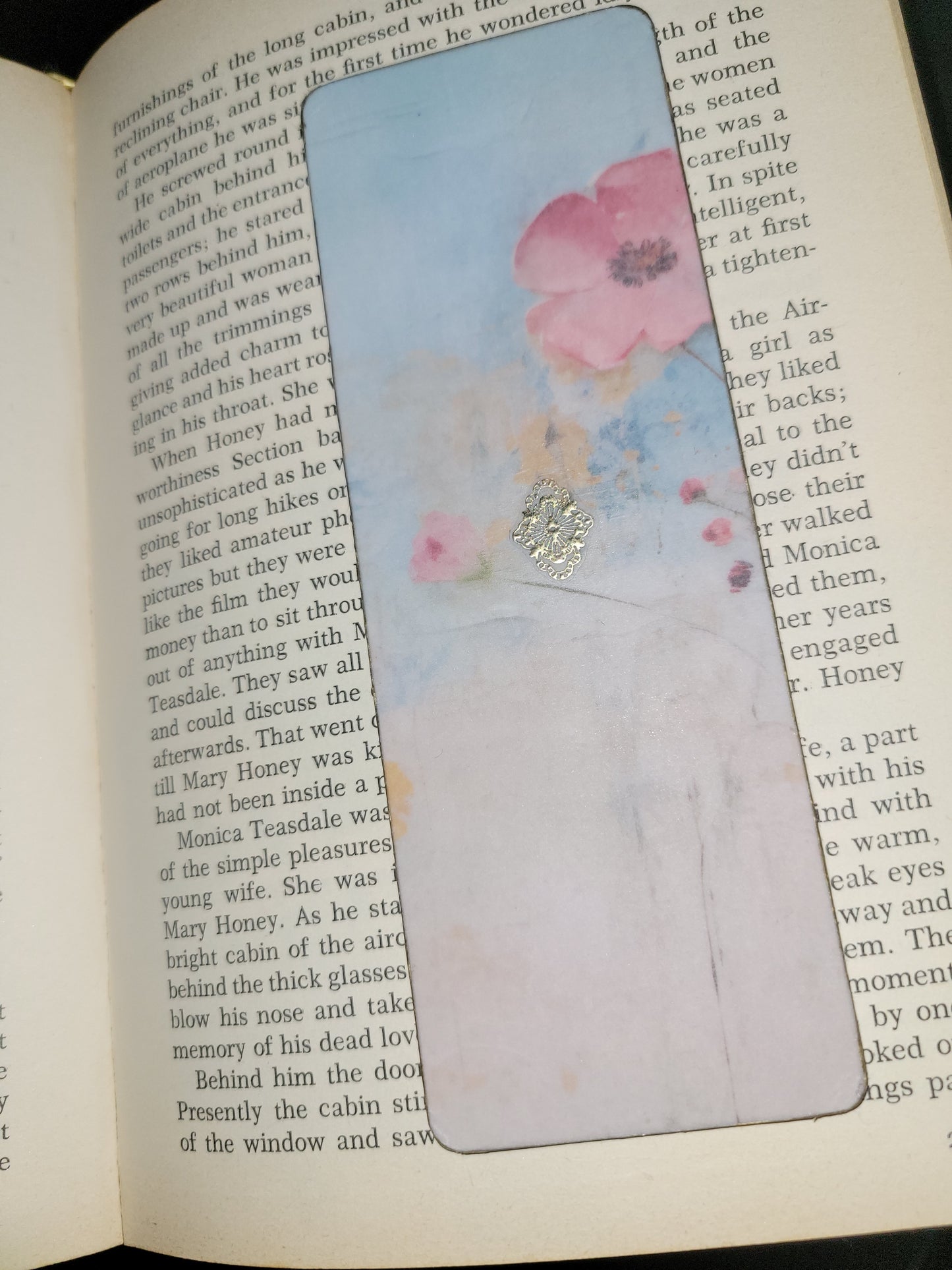 Floral bookmark with hand painted golden edges