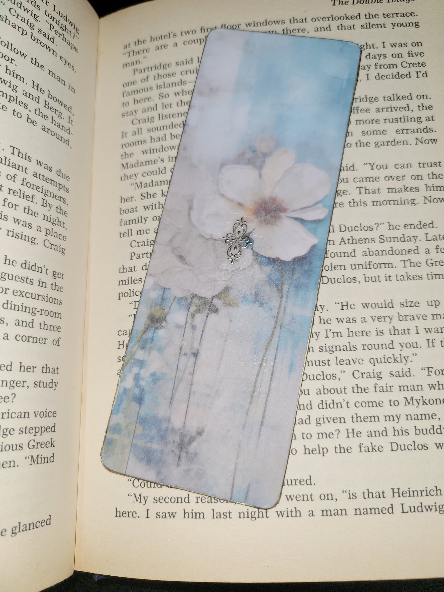 Floral bookmark with hand painted golden edges