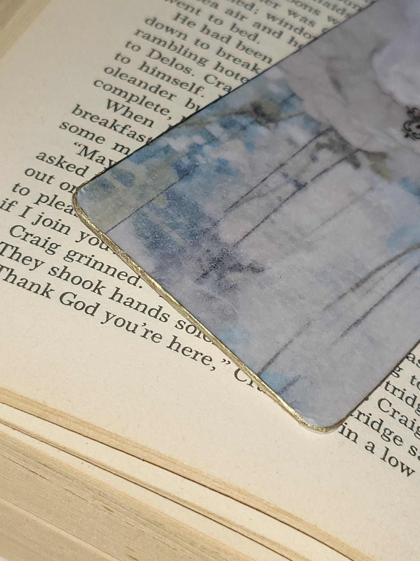 Floral bookmark with hand painted golden edges