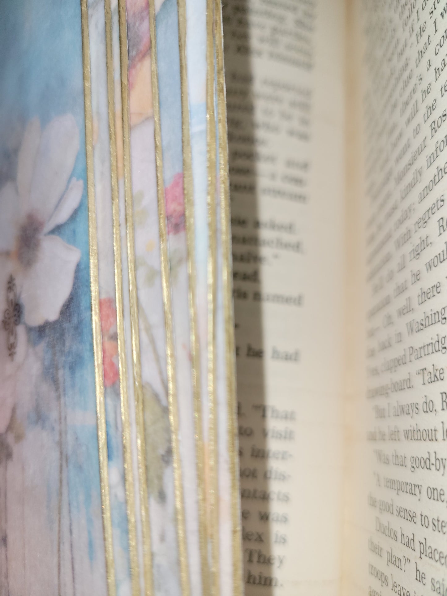 Floral bookmark with hand painted golden edges