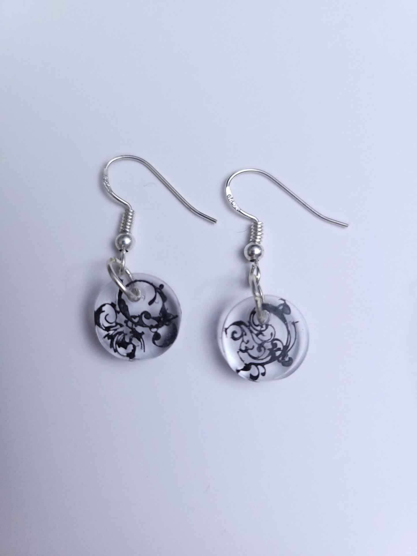 Filigree Resin Handmade Earrings - Black & Pink colours available