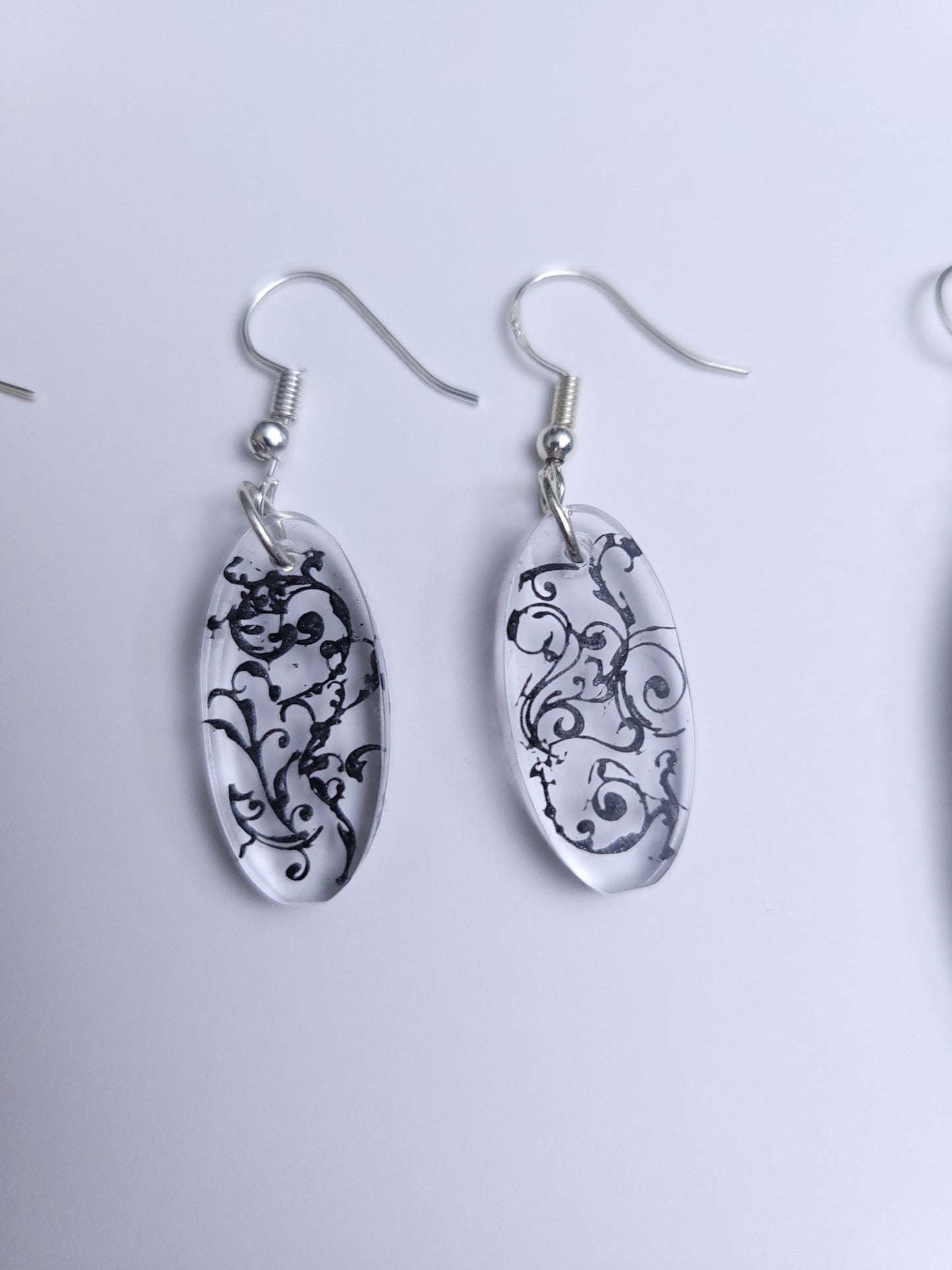Filigree Resin Handmade Earrings - Black & Pink colours available
