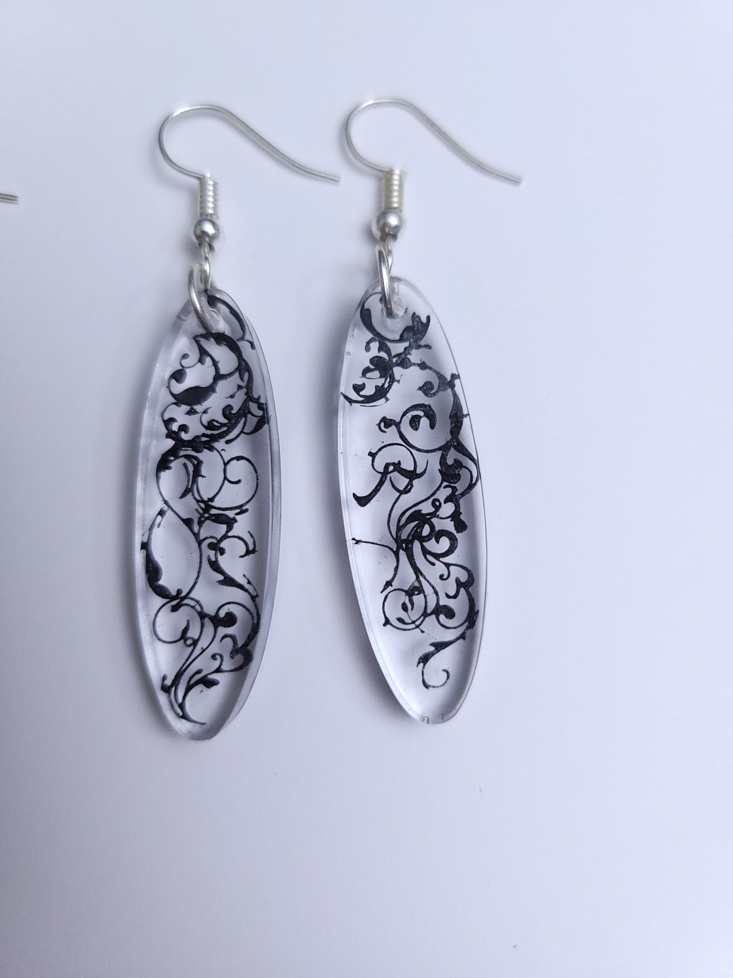 Filigree Resin Handmade Earrings - Black & Pink colours available
