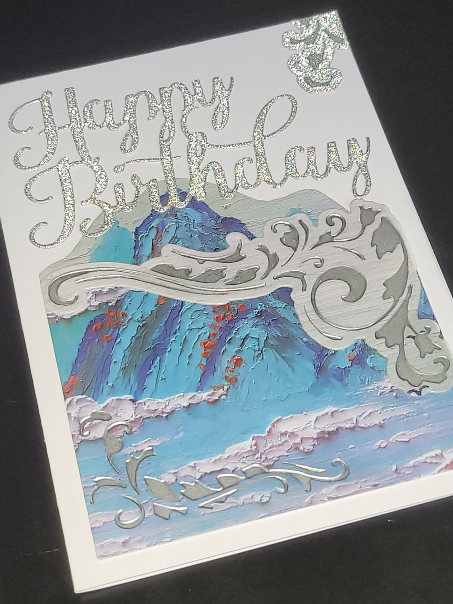 A6 One of a Kind Mountain Brocade Happy Birthday blank card