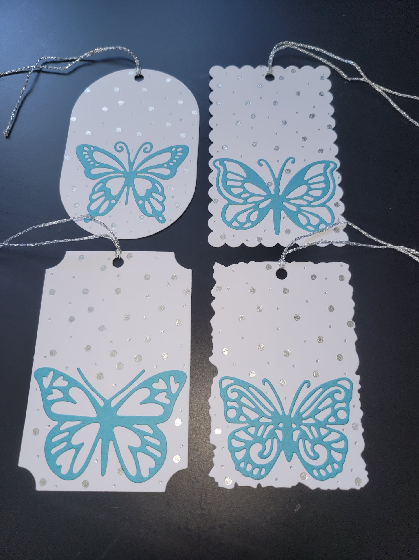 Set of 4 Butterfly foiled gift tags