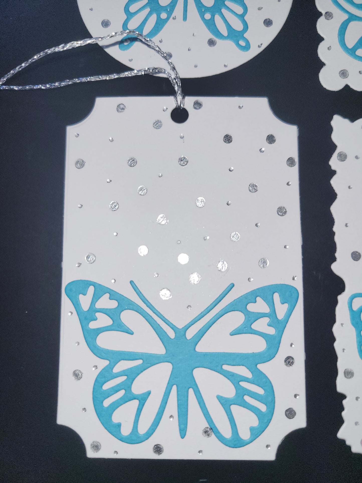 Set of 4 Butterfly foiled gift tags