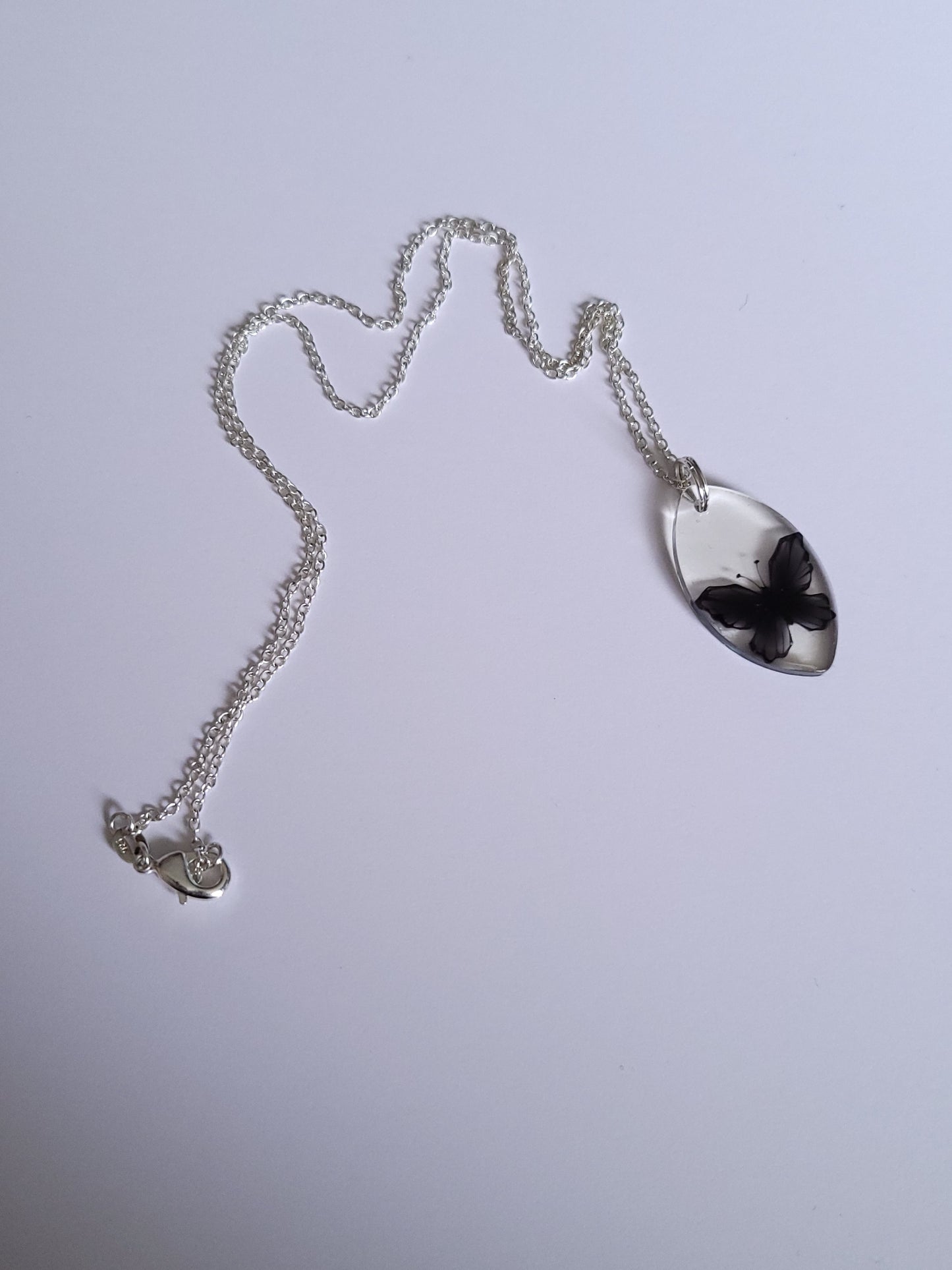 Black or Dark Purple Butterfly embedded Resin necklace