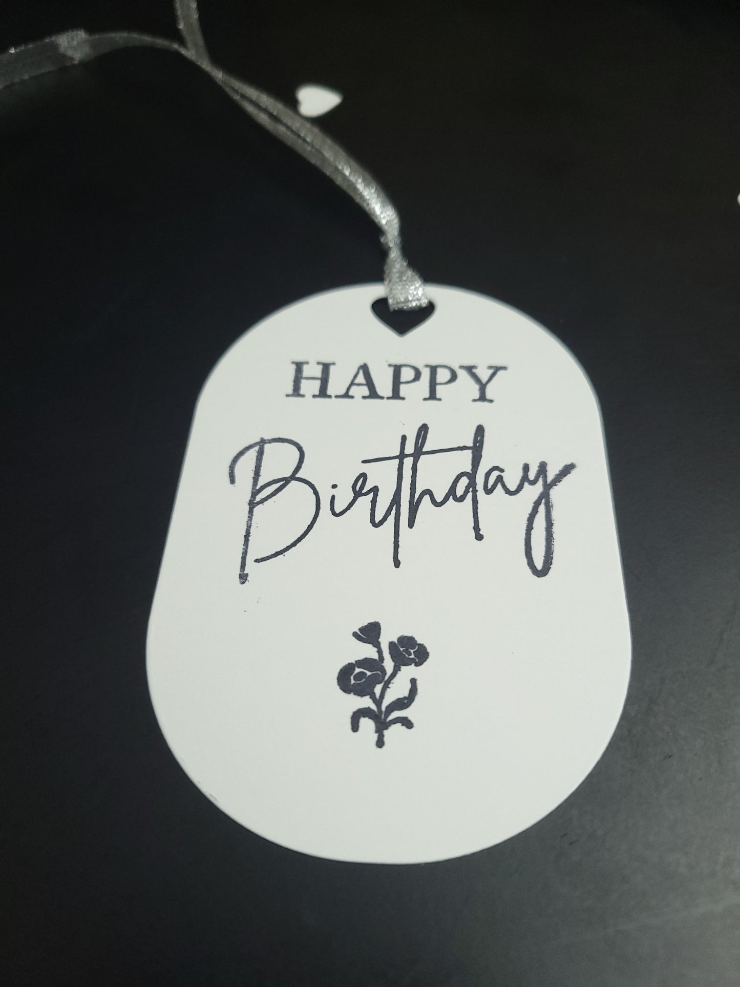 Single Happy Birthday flower Stamped Gift Tag