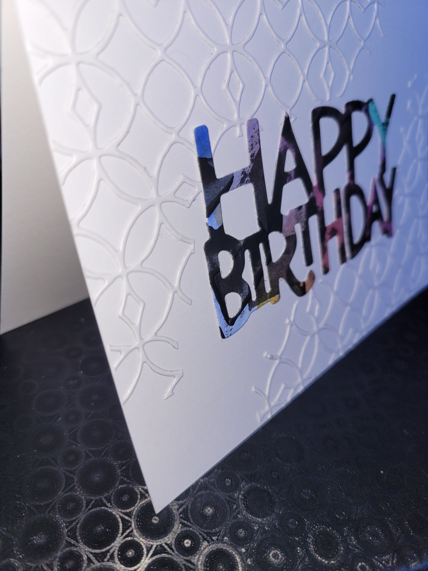 A6 White & Watercolour SplatterHappy Birthday blank card