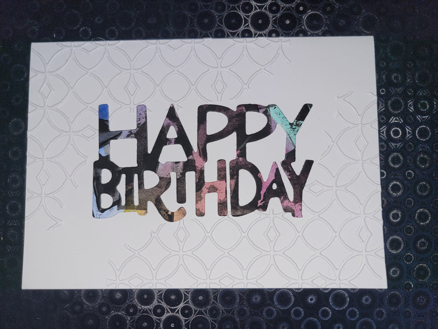 A6 White & Watercolour SplatterHappy Birthday blank card