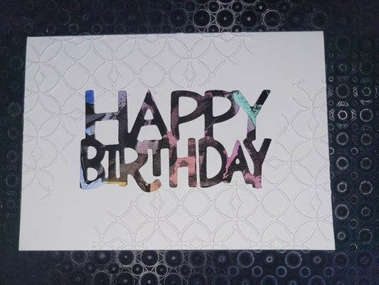 A6 White & Watercolour SplatterHappy Birthday blank card