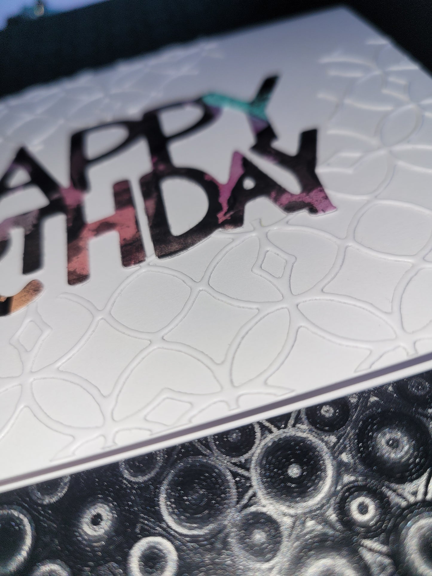 A6 White & Watercolour SplatterHappy Birthday blank card