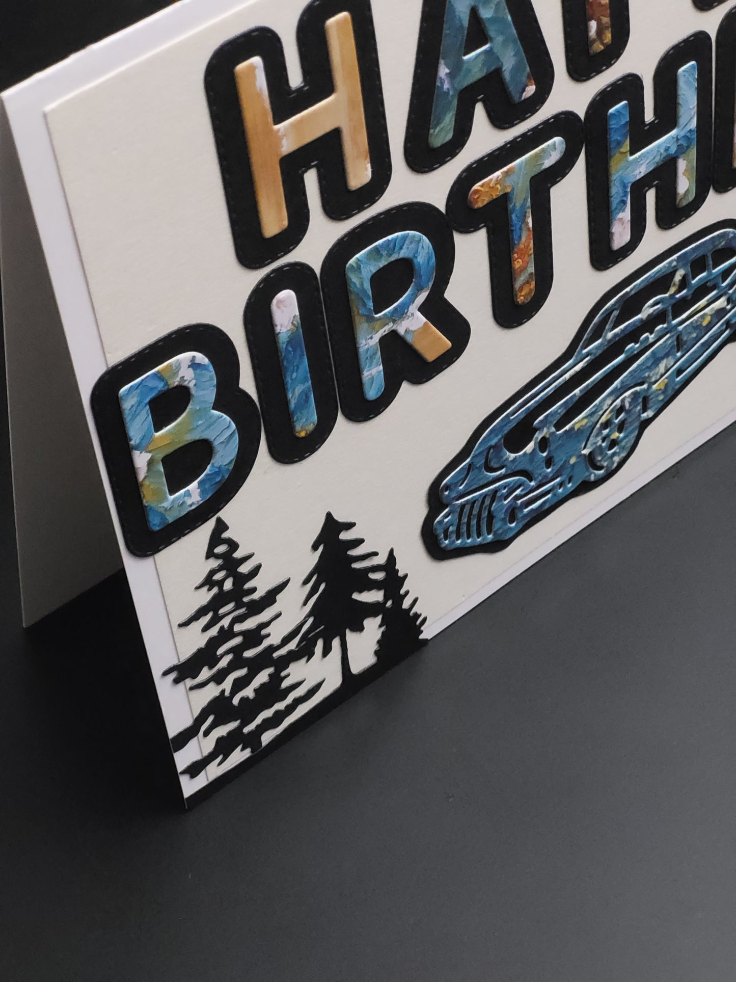 A5 One of a Kind Vintage Car forest Happy Birthday blank card