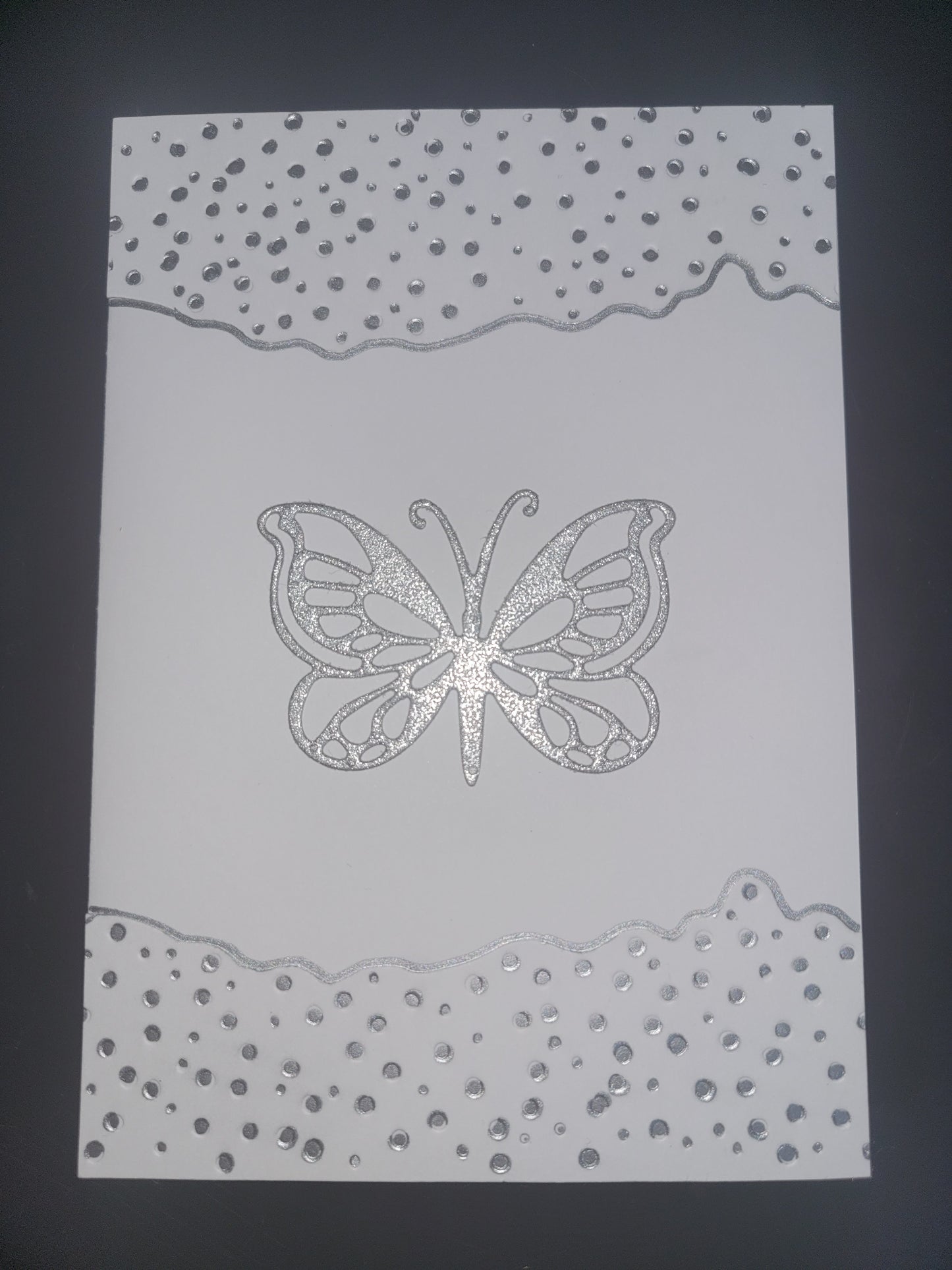 A6 Solo Silver Glitter Butterfly blank card