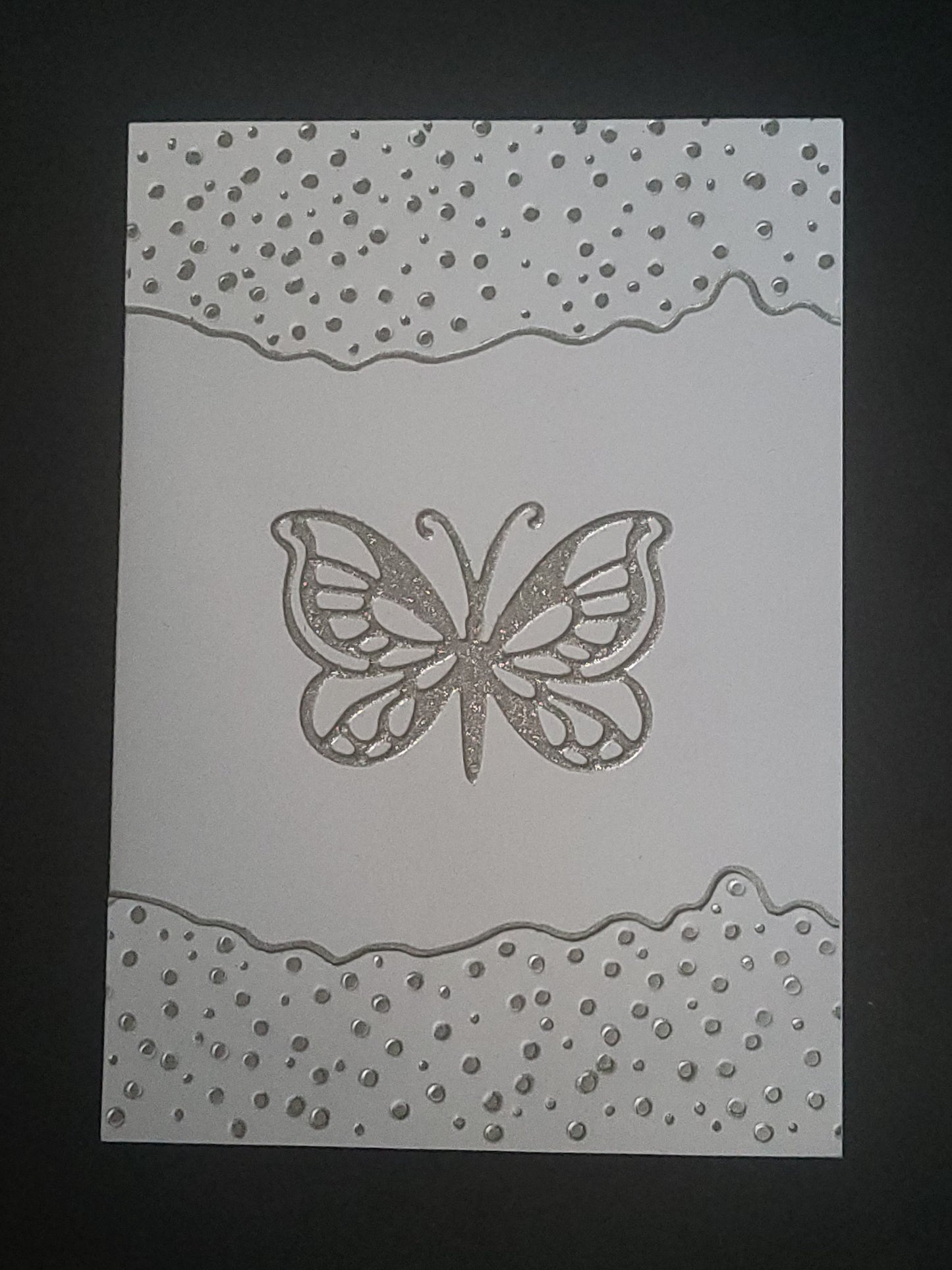 A6 Solo Silver Glitter Butterfly blank card