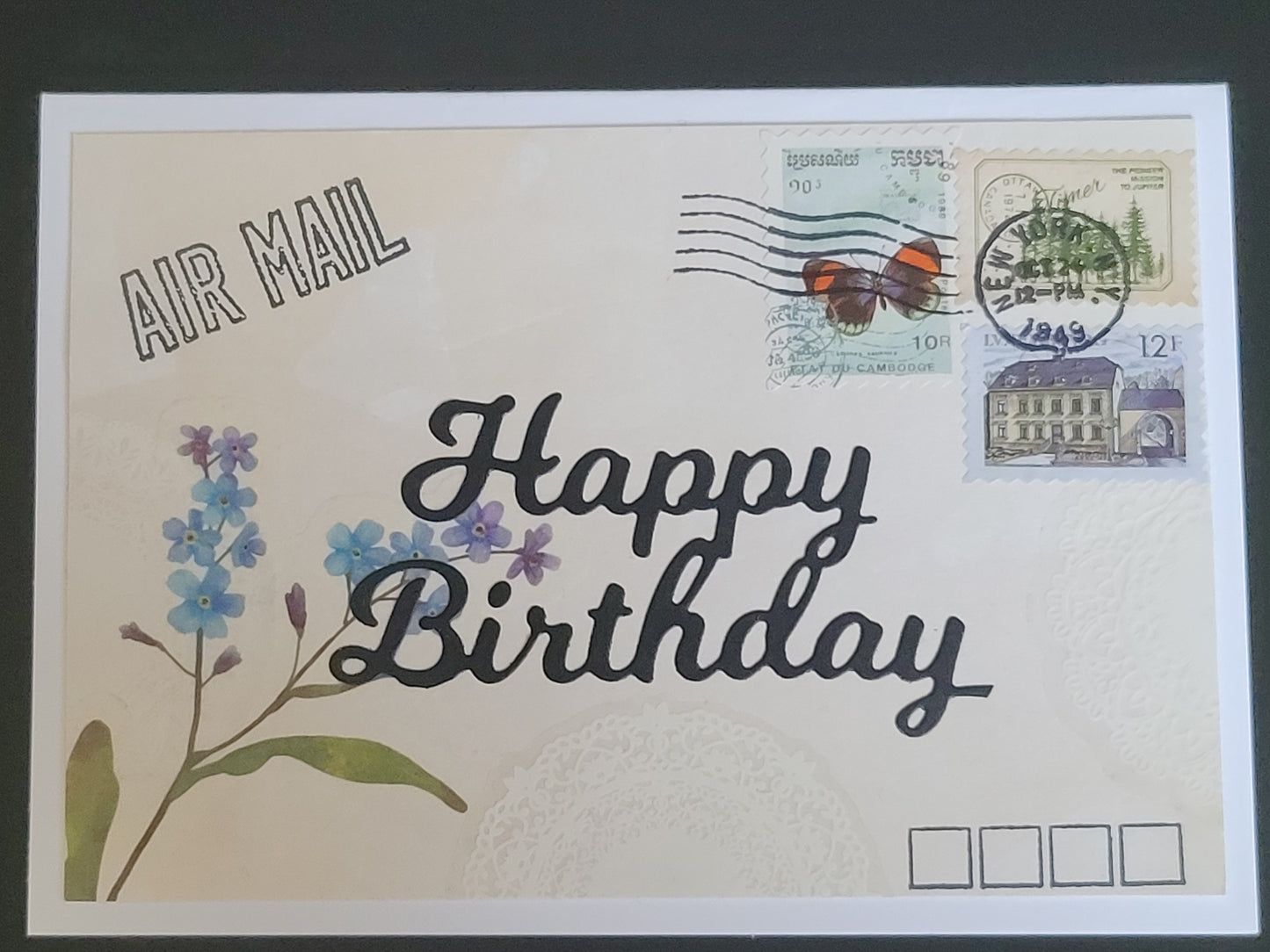 A6 Tea dyed Vintage Envelope Look Happy Birthday blank cards