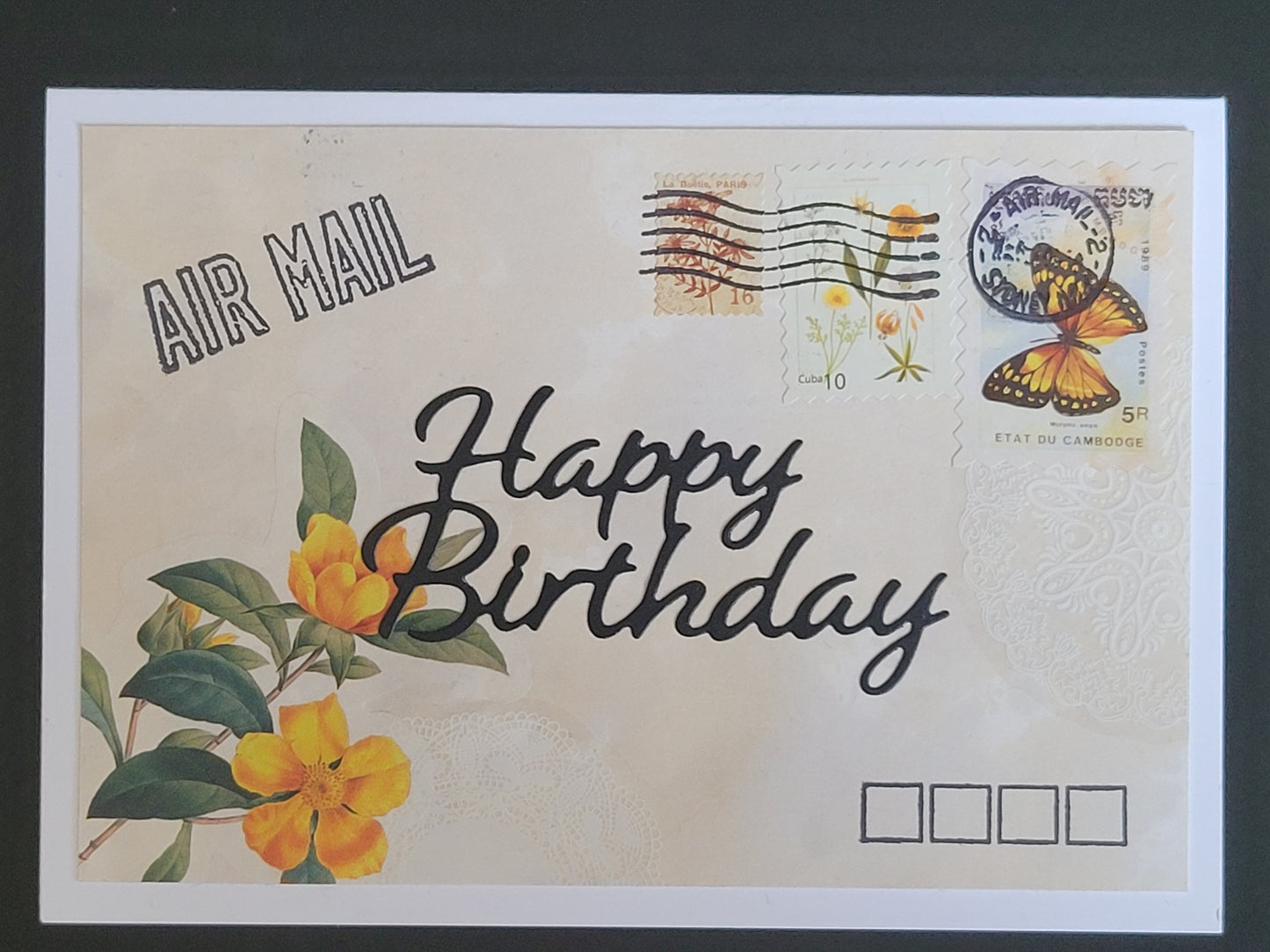 A6 Tea dyed Vintage Envelope Look Happy Birthday blank cards