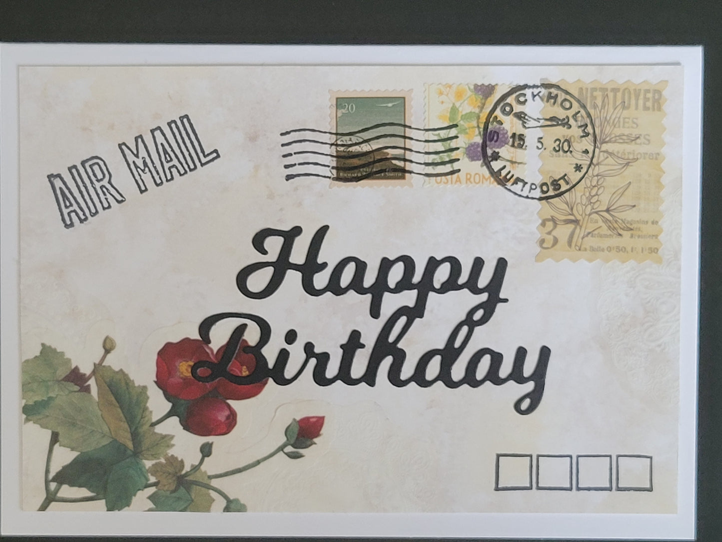 A6 Tea dyed Vintage Envelope Look Happy Birthday blank cards