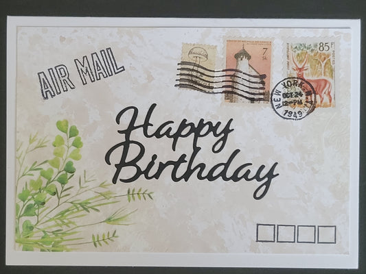 A6 Tea dyed Vintage Envelope Look Happy Birthday blank cards