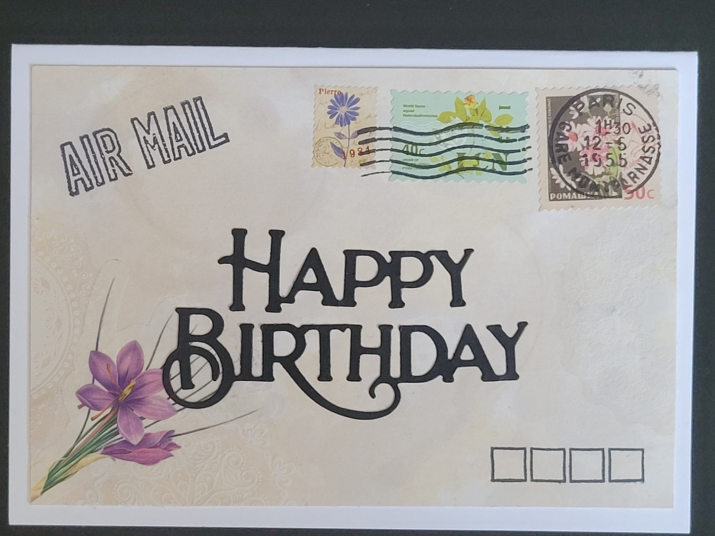 A6 Tea dyed Vintage Envelope Look Happy Birthday blank cards