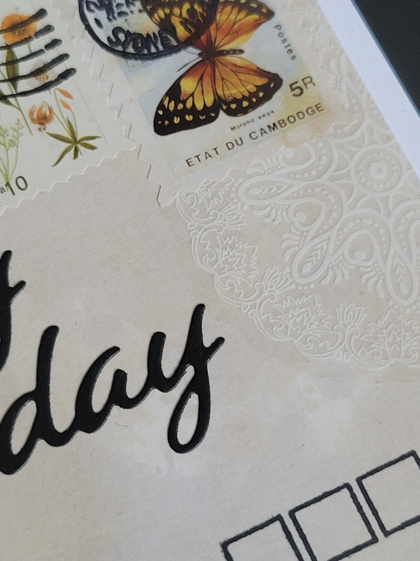 A6 Tea dyed Vintage Envelope Look Happy Birthday blank cards