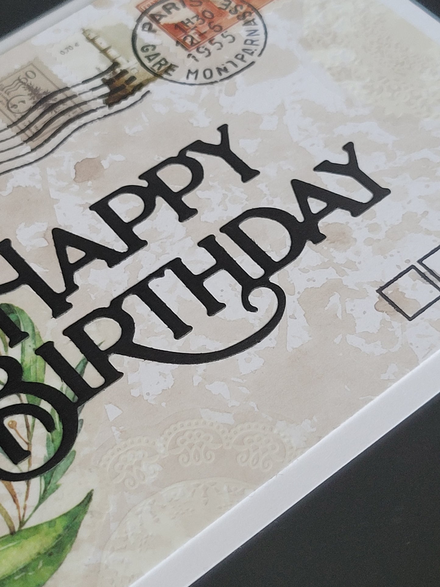 A6 Tea dyed Vintage Envelope Look Happy Birthday blank cards