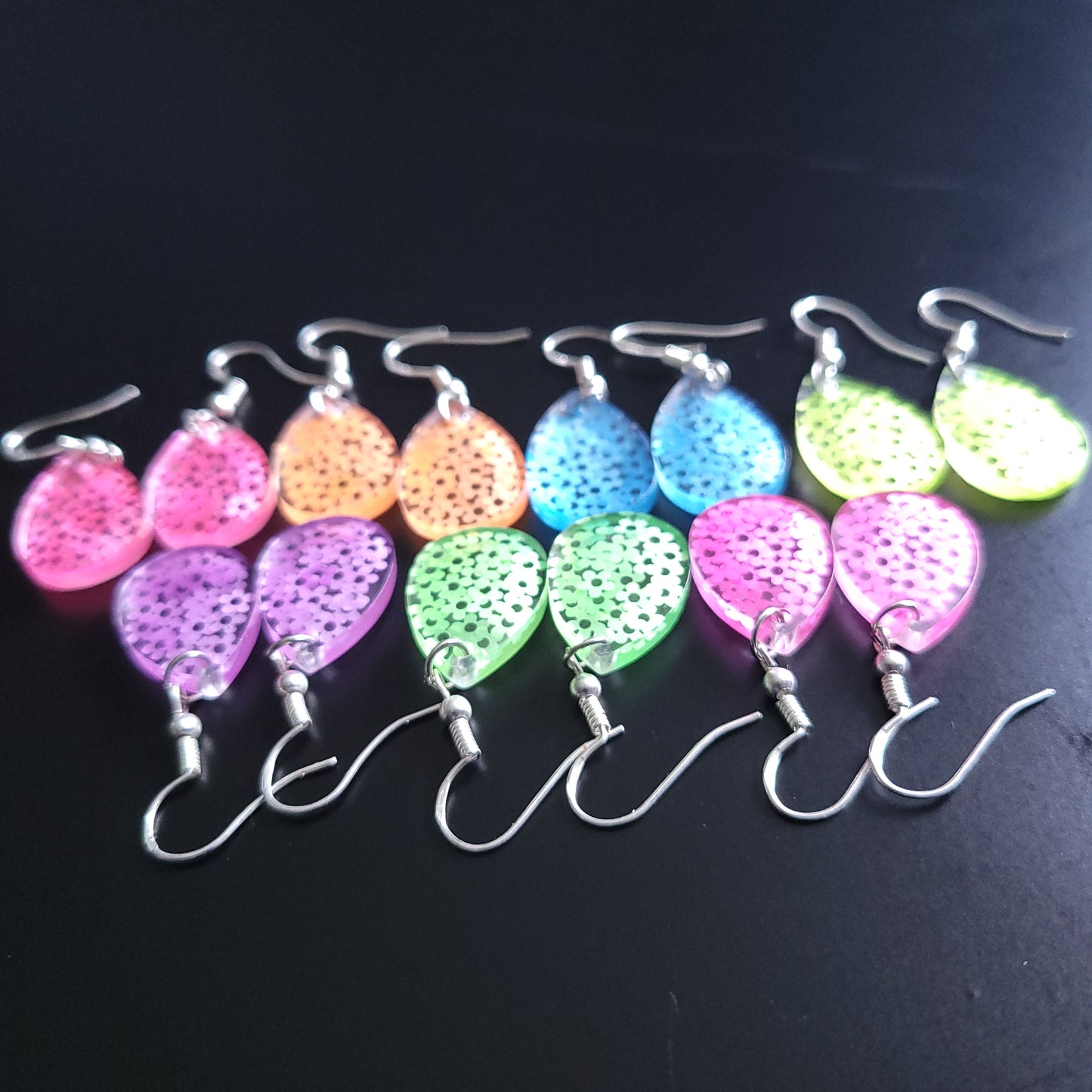 Retro Flower Resin Handmade Earrings