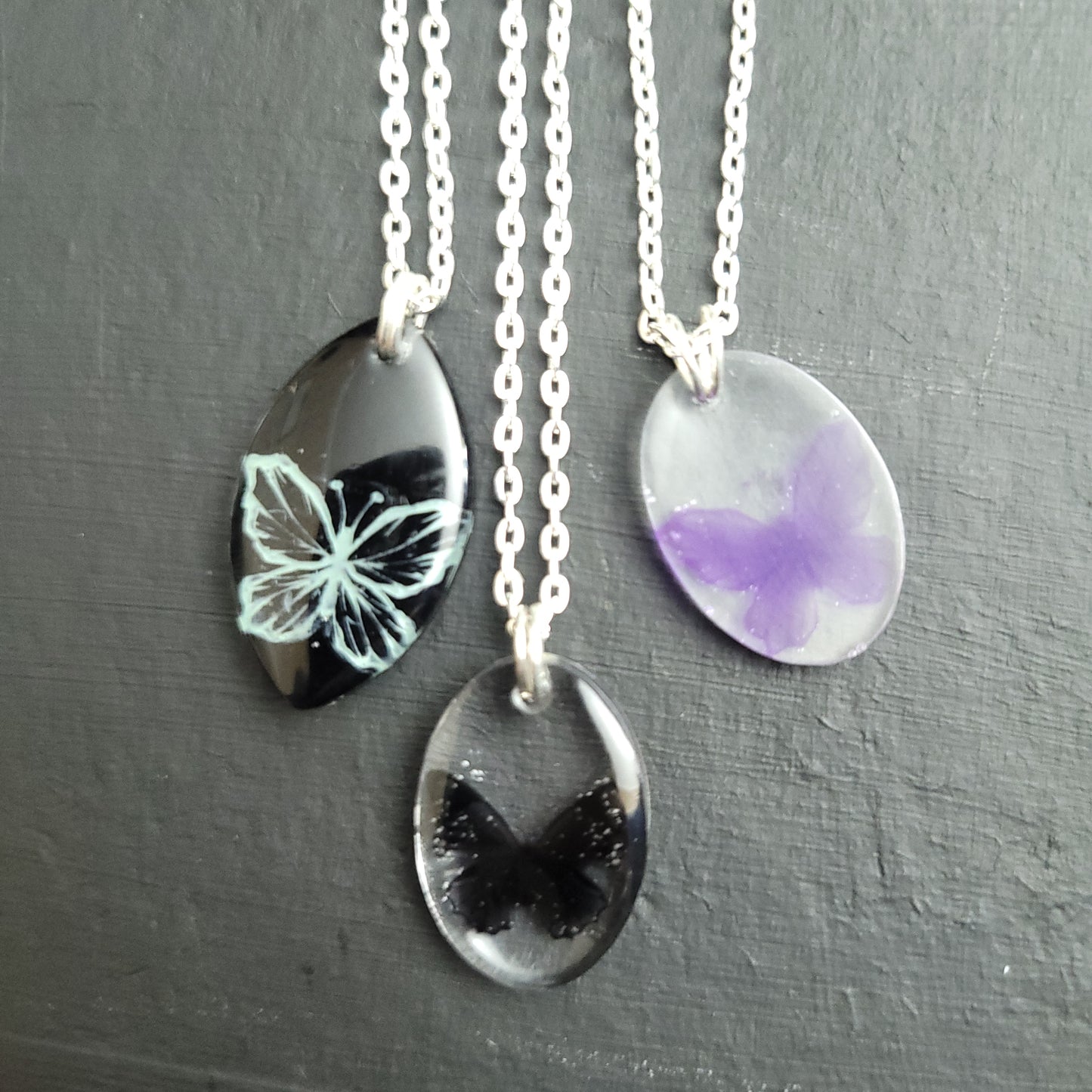 Butterfly Resin necklace - test & imperfections - Maker's One Takers