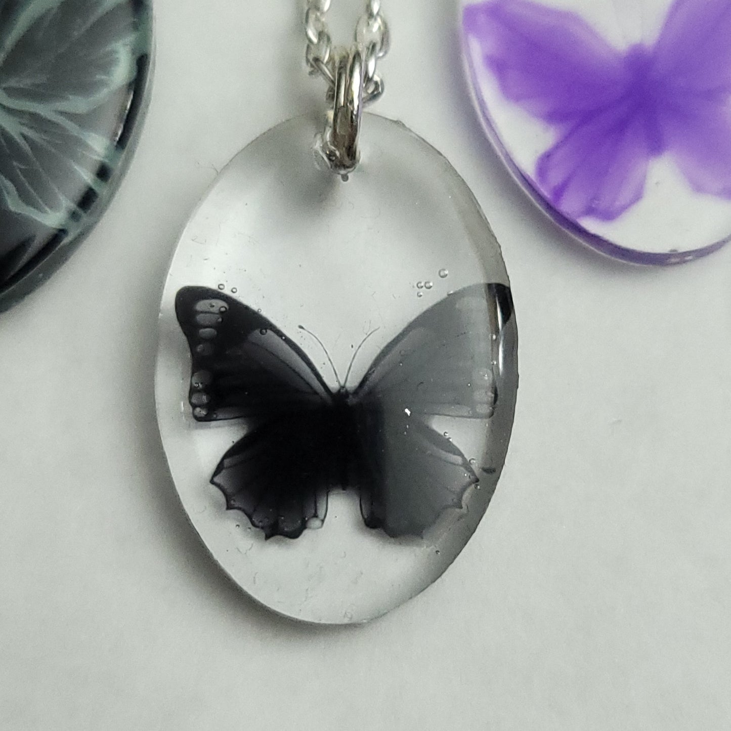 Butterfly Resin necklace - test & imperfections - Maker's One Takers