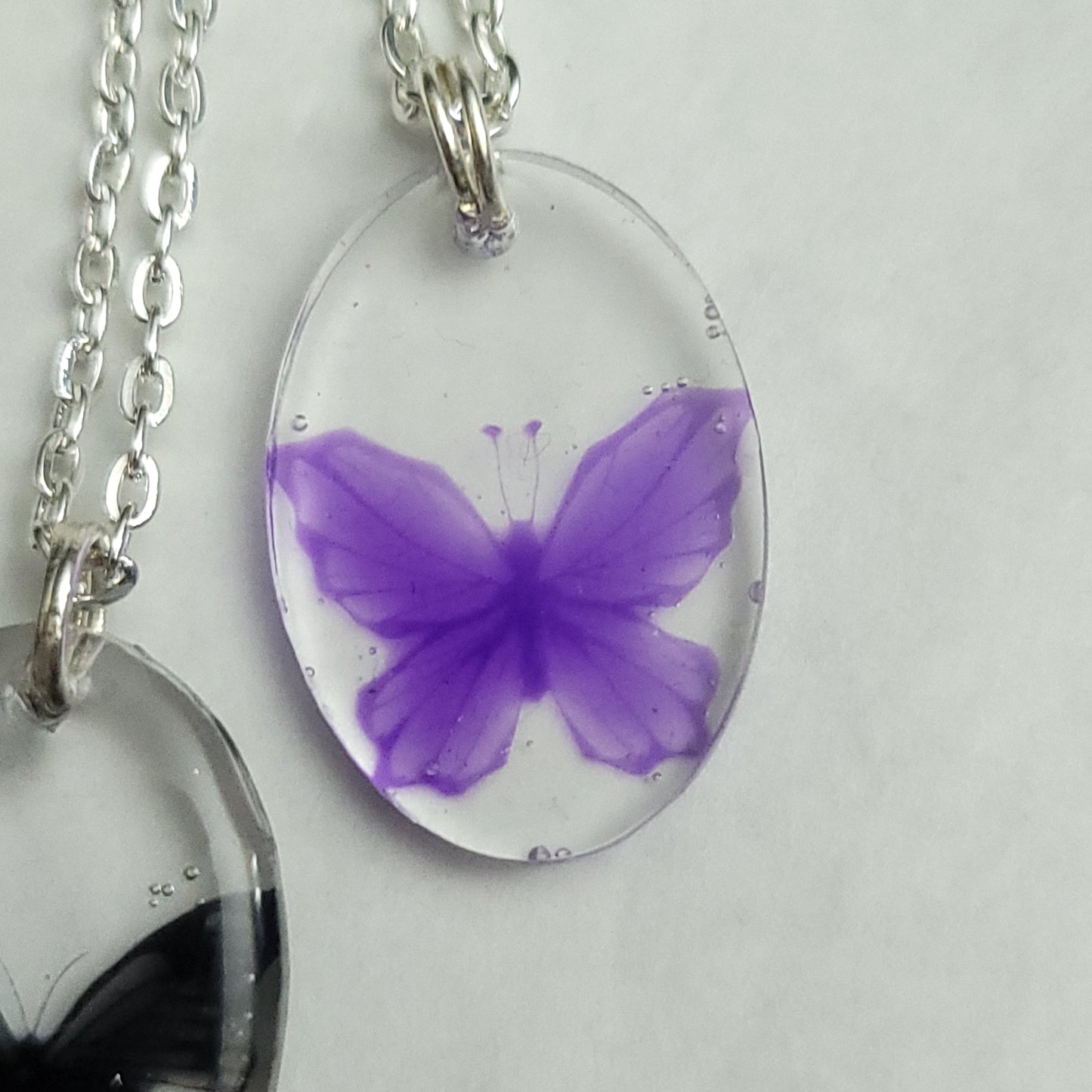 Butterfly Resin necklace - test & imperfections - Maker's One Takers
