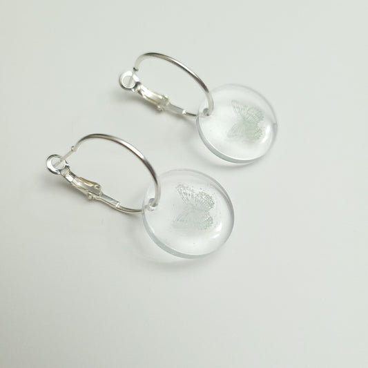 Circle mint green butterfly resin earrings- blend issue and imperfections - Maker's One Takers