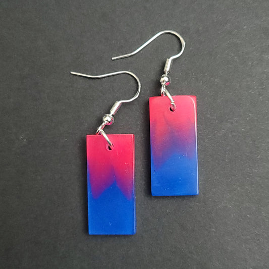 Two Tone Blended Resin Earrings - Rectangular