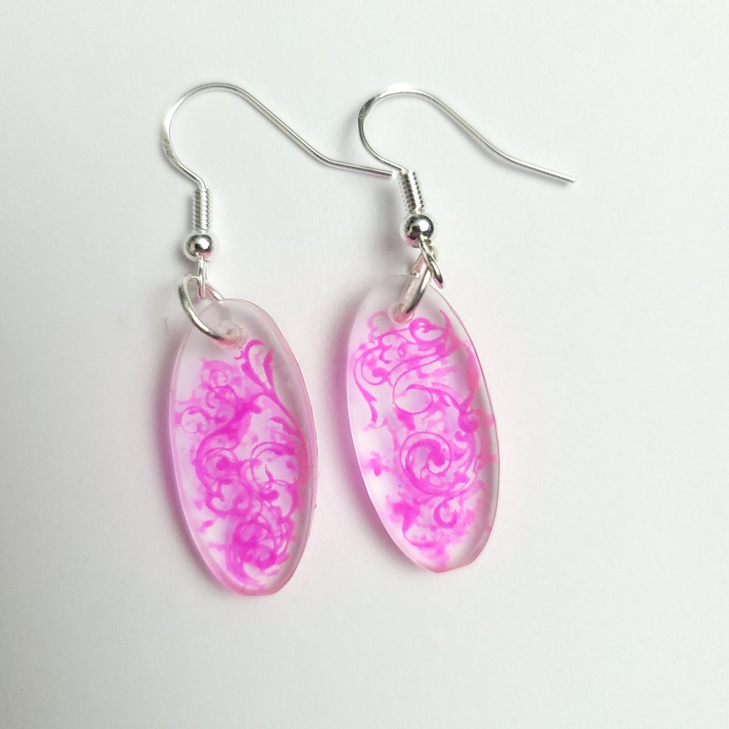 Filigree Resin Handmade Earrings - Black & Pink colours available