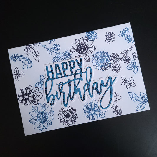 A6 Stamped Flower pattern Happy Birthday blank card