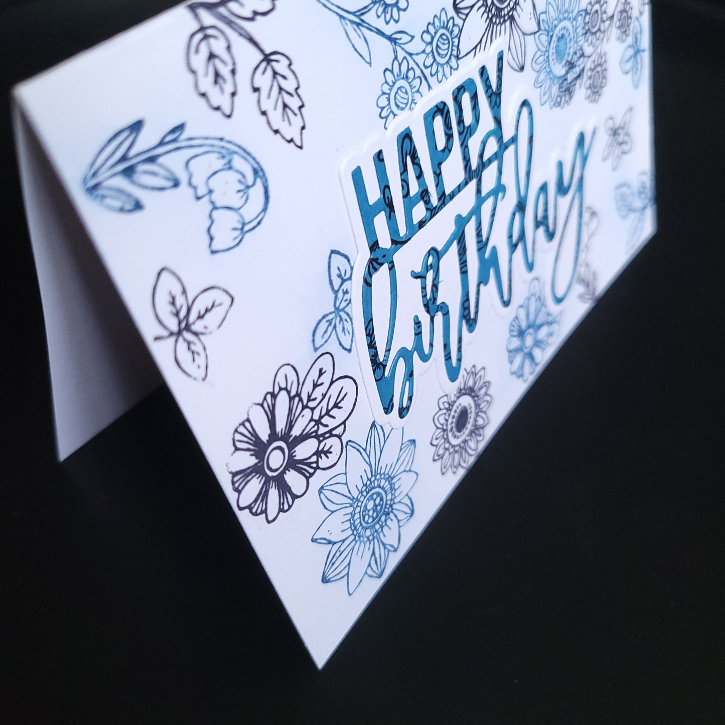 A6 Stamped Flower pattern Happy Birthday blank card