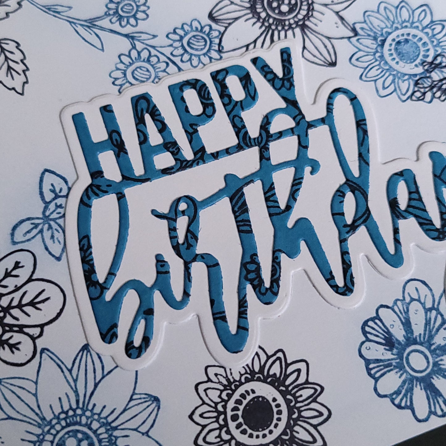 A6 Stamped Flower pattern Happy Birthday blank card