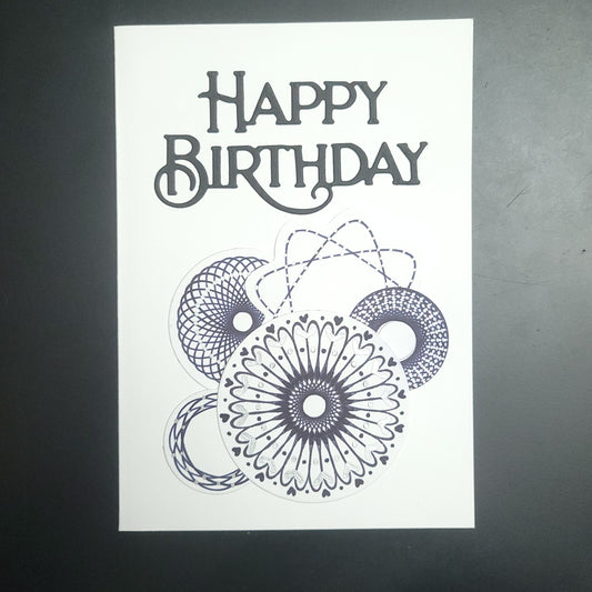 A6 Spirographic Art Happy Birthday blank card