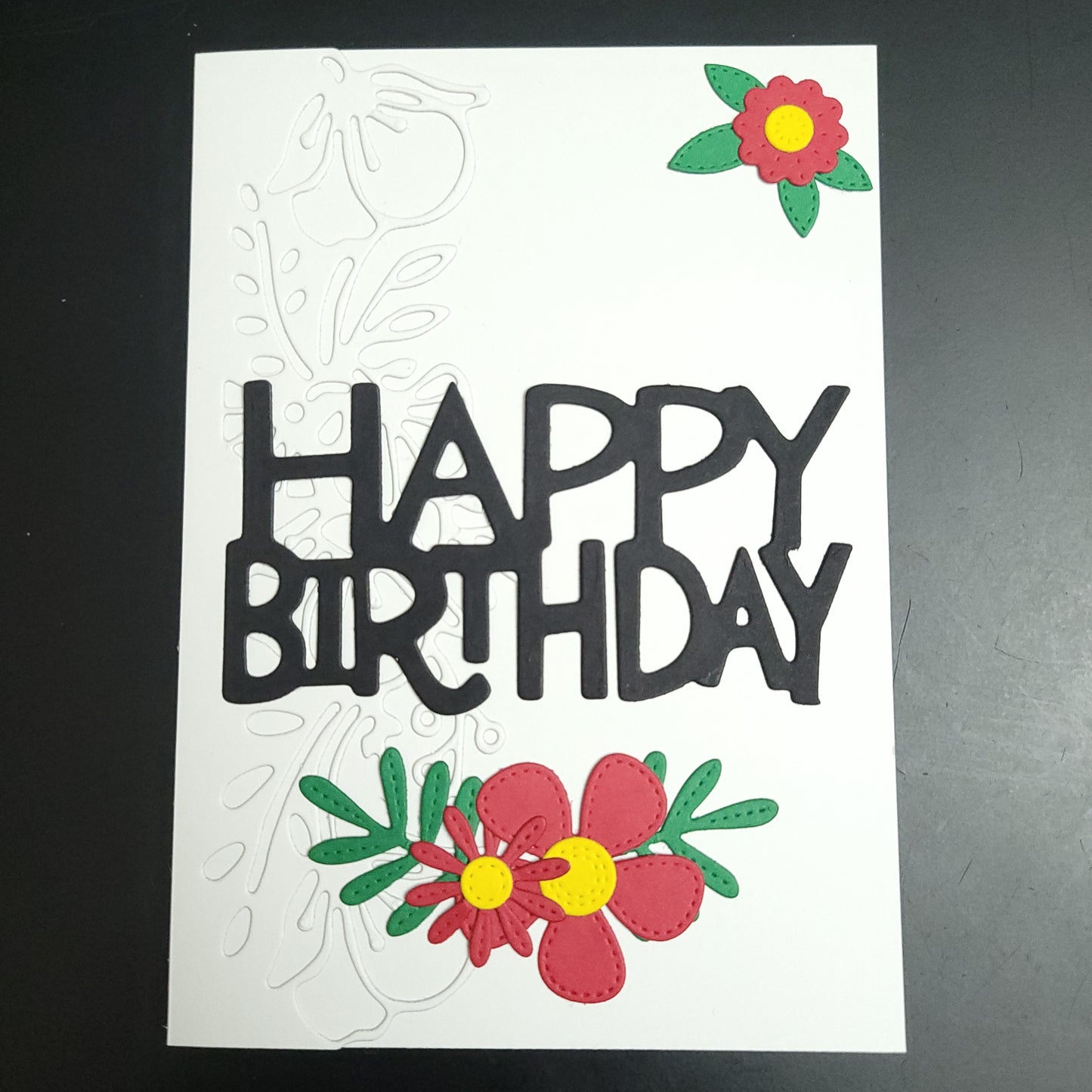 Stitched look Flower Happy Birthday blank cards (multiple designs)