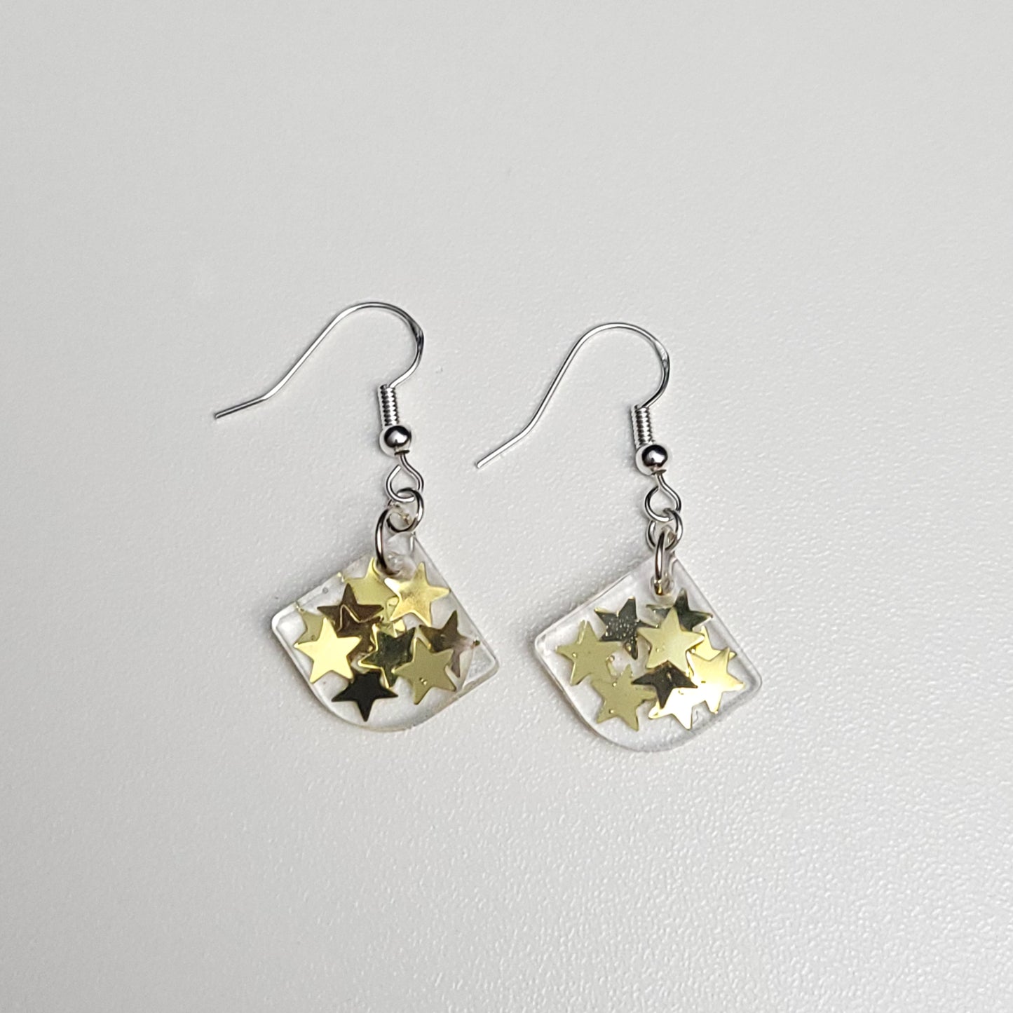 Star sequins resin earrings - test sample - Maker's One Takers